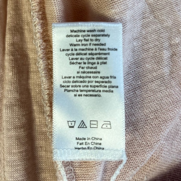 Lunya Cardigan Solid Pastel Pink 100% Linen Open Front Knit One Size O/S EUC - Picture 8 of 8